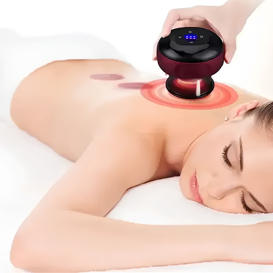 Electric Vacuum Cupping Massage Device with Heat & Gua Sha for Muscle Relief, Red/Black/Blue