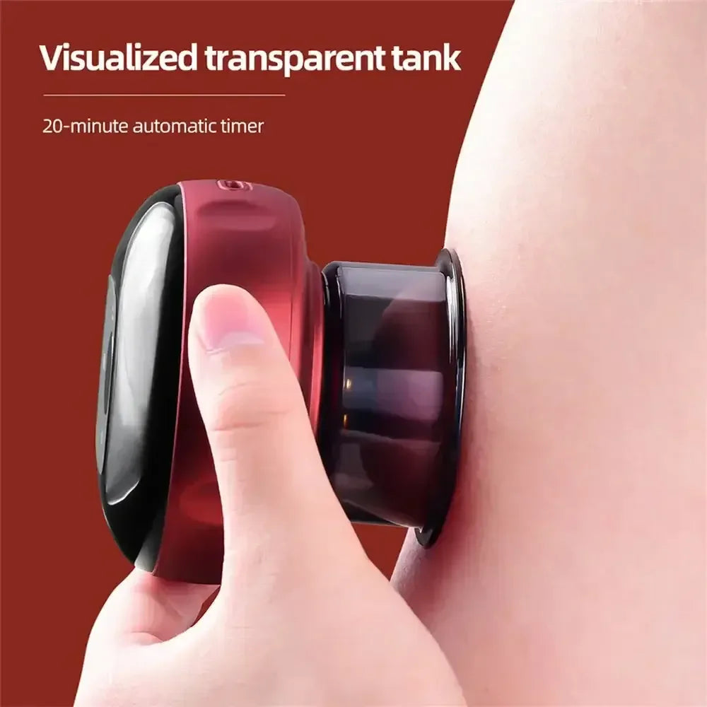 Electric Vacuum Cupping Massage Device with Heat & Gua Sha for Muscle Relief, Red/Black/Blue