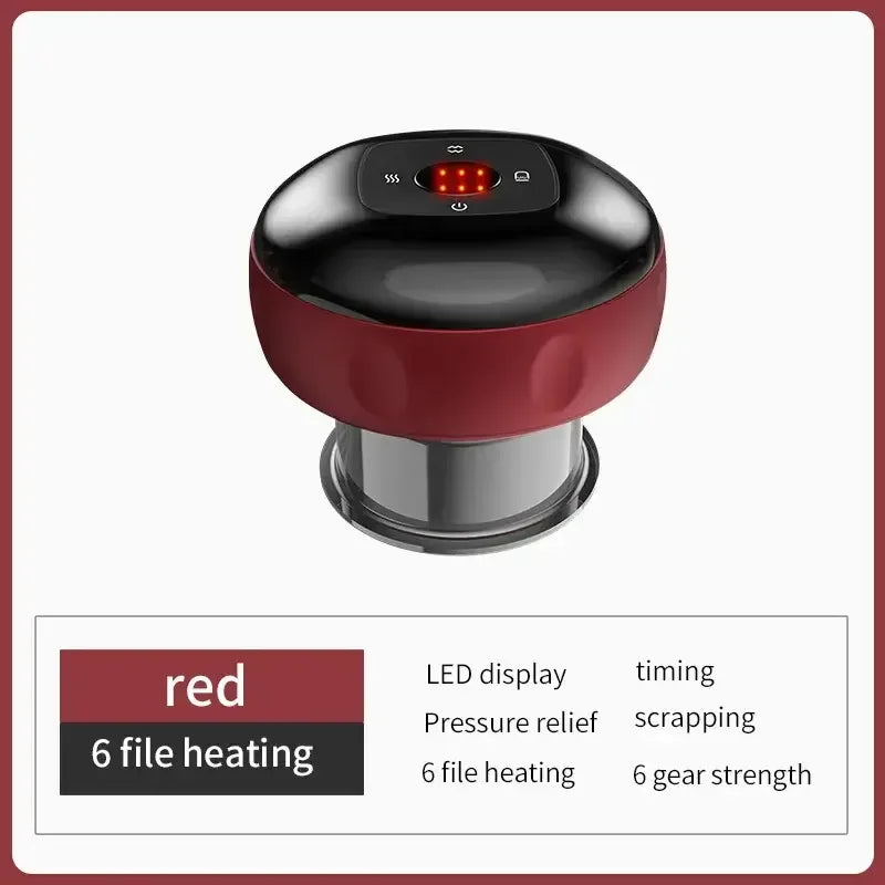 Electric Vacuum Cupping Massage Device with Heat & Gua Sha for Muscle Relief, Red/Black/Blue