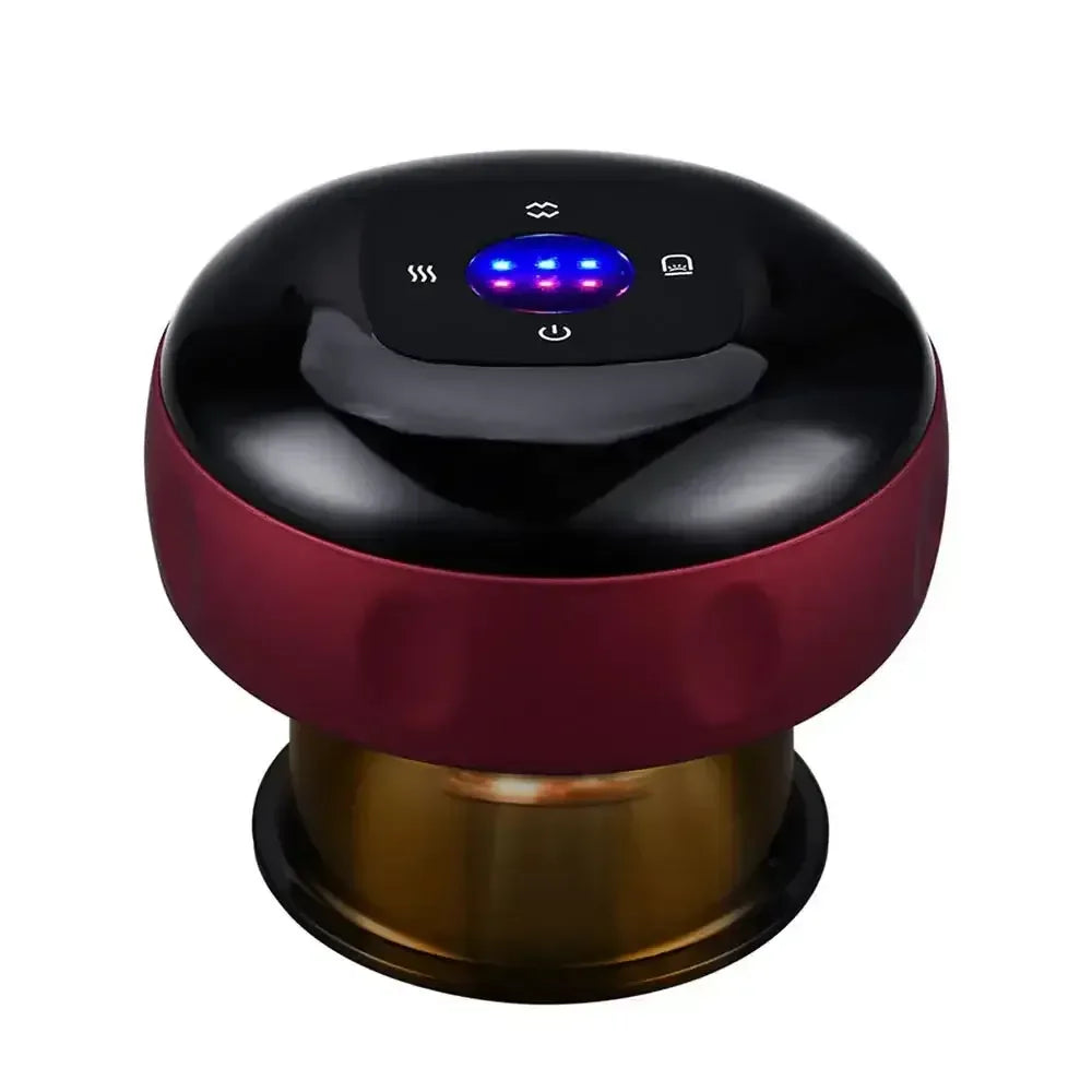 Electric Vacuum Cupping Massage Device with Heat & Gua Sha for Muscle Relief, Red/Black/Blue