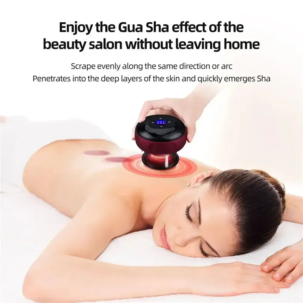 Electric Vacuum Cupping Massage Device with Heat & Gua Sha for Muscle Relief, Red/Black/Blue