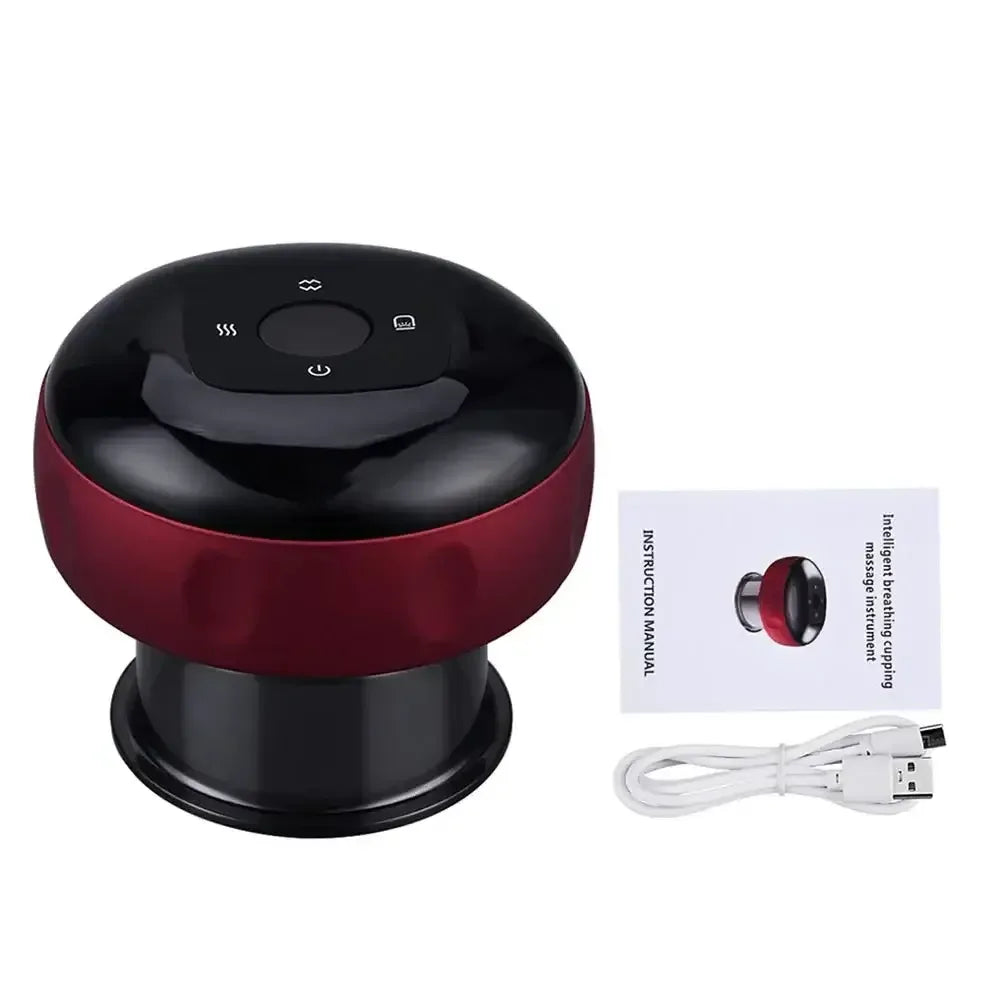 Electric Vacuum Cupping Massage Device with Heat & Gua Sha for Muscle Relief, Red/Black/Blue