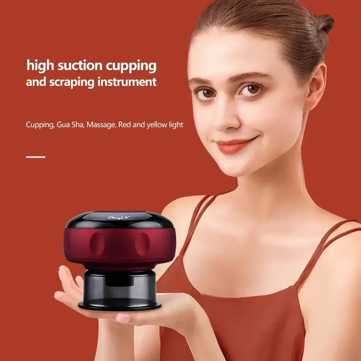 Electric Vacuum Cupping Massage Device with Heat & Gua Sha for Muscle Relief, Red/Black/Blue