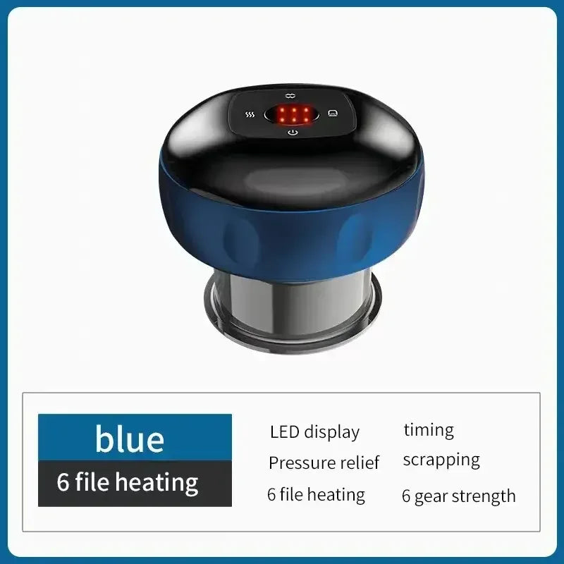 Electric Vacuum Cupping Massage Device with Heat & Gua Sha for Muscle Relief, Red/Black/Blue